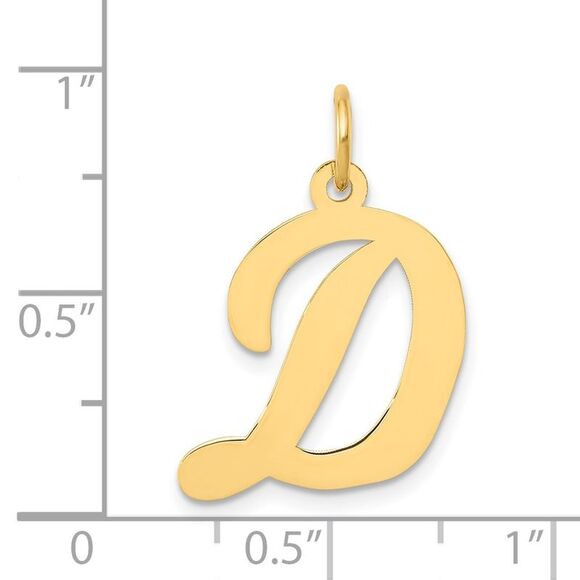 Kazi Luxury 14k Yellow Gold Large Script Letter D Initial Charm - Picture 4 of 4